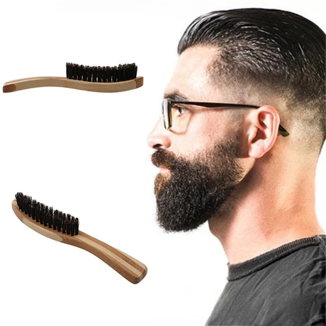 14*2.2cm Men Boar Hair Bristle Beard Brush Shaving Comb Face Massage