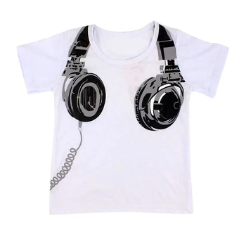 

3 Colors Cute Baby Cotton T-shirt Earphone Design Infant Short Sleeve Tee Kids Tops Children Shirt Tops