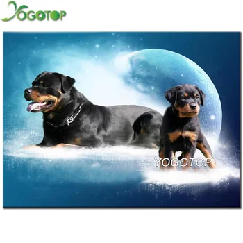 

YOGOTOP 5D DIY Square/Round Diamond Embroidery Rottweiler Dog Diamond Painting Full Display Mosaic Decor Earth landscape YY441
