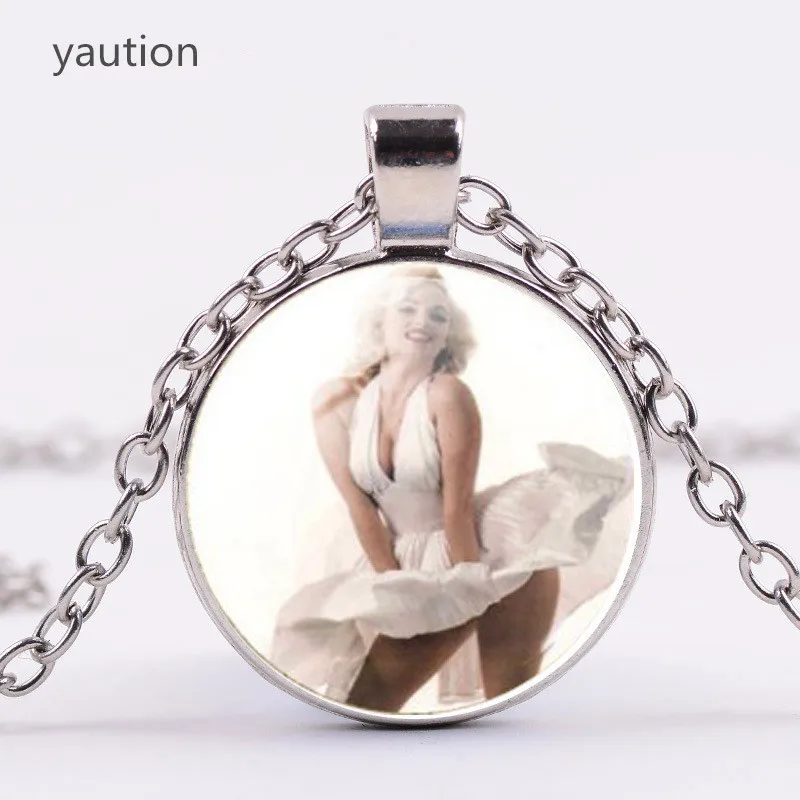 

3/Color Vintage Marilyn Monroe Necklaces Glass Cabochon Pendant Necklace Film Star Choker Necklace Wonderful Gifts Jewelry