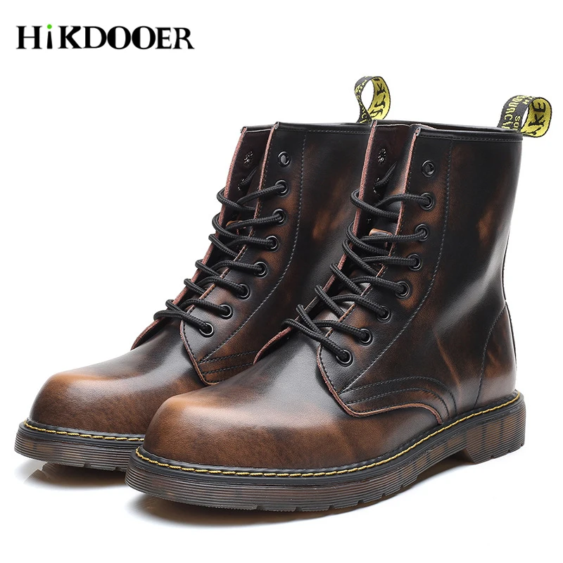 

Mens Leather Boots New Cool Spring Men Leather Footwear Comfortable Young Casual High Boots Wearable Men's Leather Martin Shoes