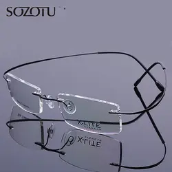 Оптические очки кадр Для мужчин компьютер без оправы очки зрелище кадр Титан для мужчин прозрачный прозрачные линзы YQ067
