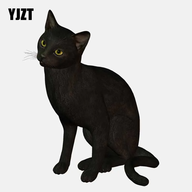 YJZT 12,2 см * 15,2 см автомобиля Стикеры стильный черный кот сидит ПВХ высокого качества наклейка 11-01067