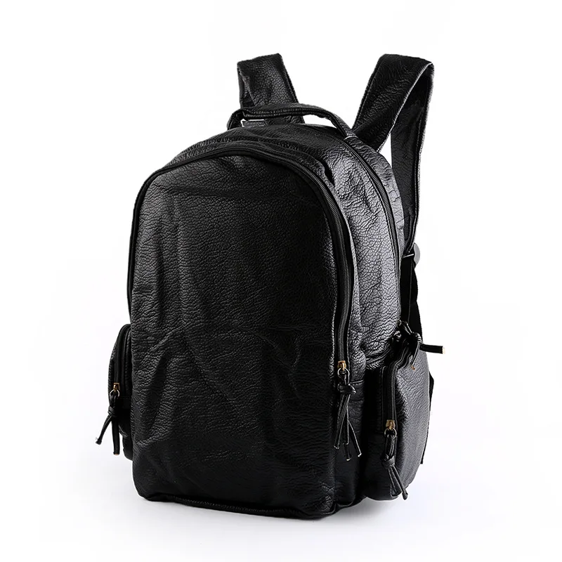 Mens Black Leather Laptop Backpack Literacy Basics
