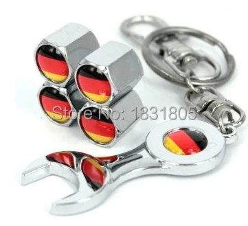 

YAQUICKA 1set Alloy Germany Flag Emblem Decal Car Wheel Tyre Tire Valve caps Screws Nuts for BMW Volkswagen SEAT etc