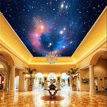 

3D wallpaper custom size photo livingroom hang ceiling mural romantic star sky universe painting non-woven wallpaper for wall 3d