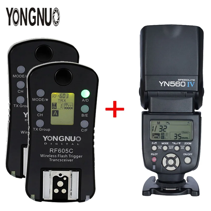 YONGNUO YN560 IV YN560IV беспроводной мастер Радио Вспышка Speedlite+ 2 шт. RF-605C RF605 ЖК беспроводной триггер для Canon DSLR камер