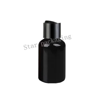 

100pcs/lot 50ml Black Pet Cream Bottle,50cc Black Plastic bottle with Disk Cap, Liquid soap Shower Gel shampoo bottle