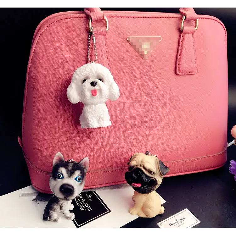 

Cute Puppy Keychain Adorable Cartoon Key chain Keyring Woman Bag Car Charm Pendant Chiens Porte cles Perros Llavero