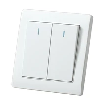 MVAVA Push Button Lamp Wall Switch 16A 250V 2 Gang 1 Way Light Switches Luxury White