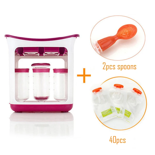 Original Fresh Fruit Juice For Newborn Food Maker Supplement Machine Squeezing Household Kitchen Storage Bag Baby Feeding - Цвет: 40pouch2spoons