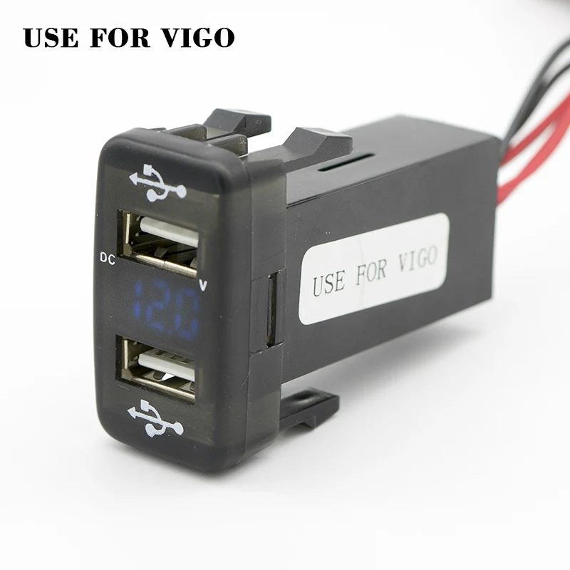 

For Toyota Vigo Charger Voltmeter Display Dual USB Adapter Interface Socket Port Voltmeter Auto 2 USB Car Socket Phone Charging