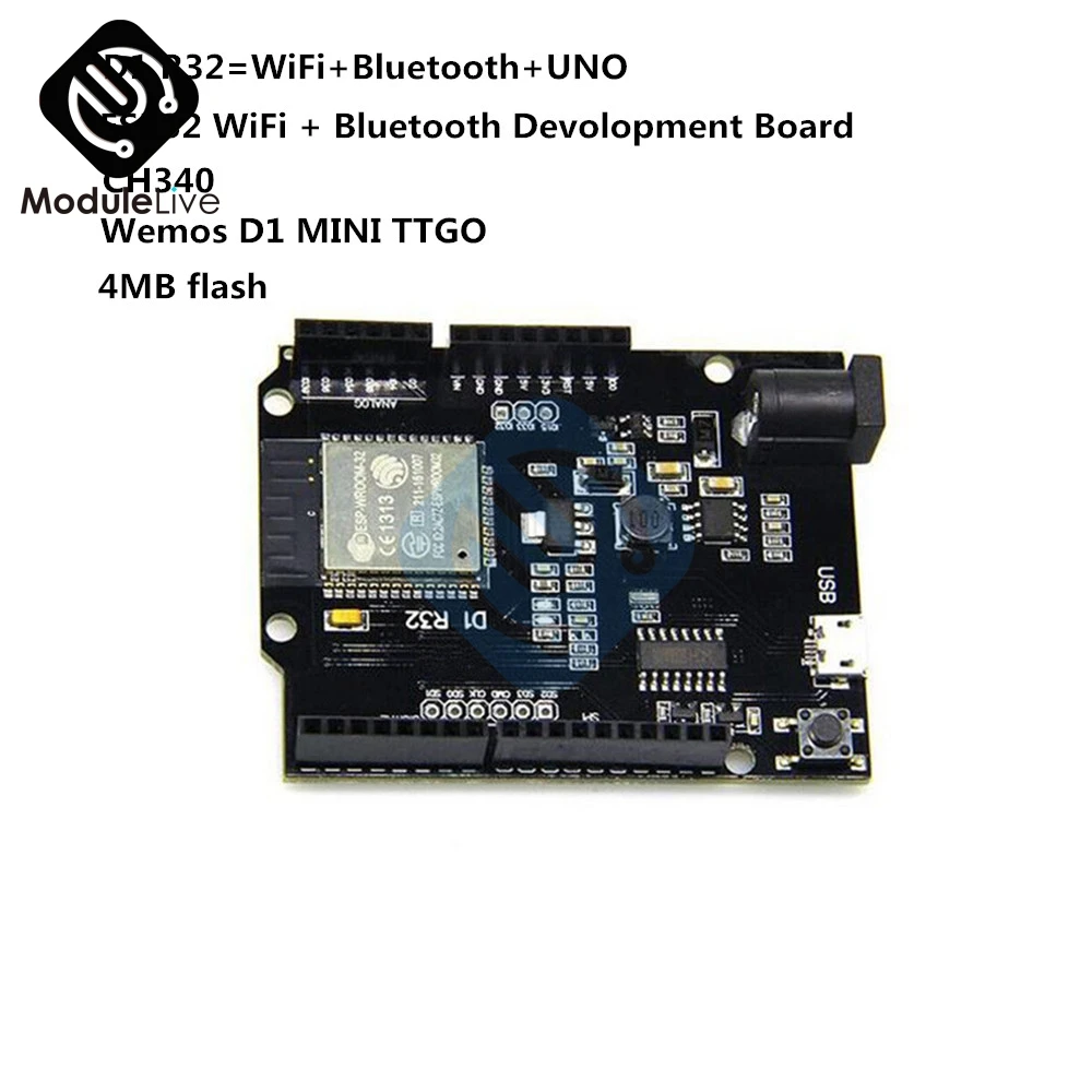 1 шт. Wemos D1 MINI ESP32 WiFi+ Bluetooth макетная плата 4MB Flash UNO D1 R32 для Arduino