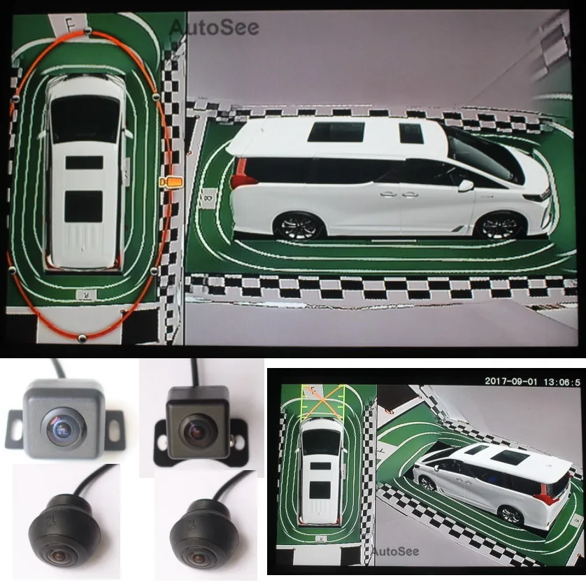 

HD 3D MPV Motorhome Camper LCV Minibus Multivan coach 360 degree bird eye camera surround view monitoring system DVR 1080P