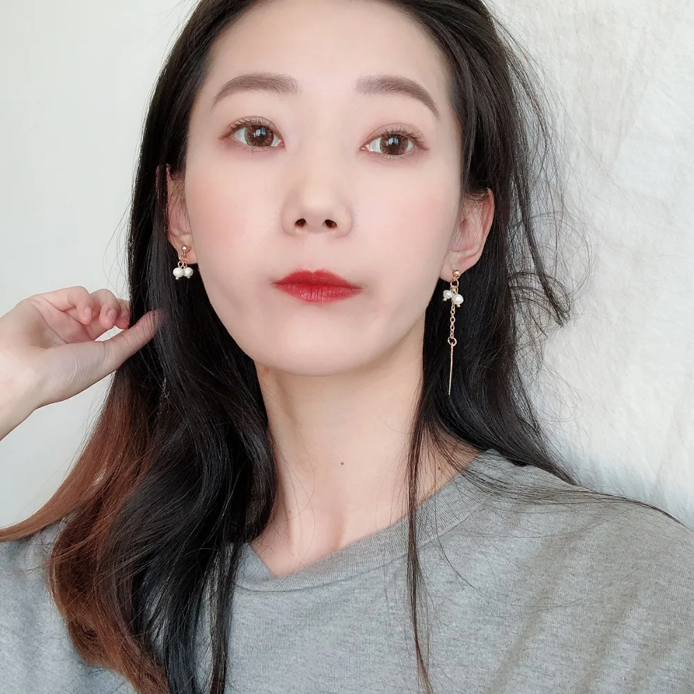 

TTMM New Dangle Earrings Asymmetry Imitation pearls Charm BarTessal Drop Earrings for women E31