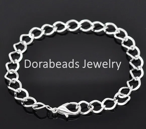 DoreenBeads, 12 шт., серебряный цвет, браслеты с застежкой-лобстером, модные браслеты-цепочки, длина около 20 см(7-7/"),(B14183