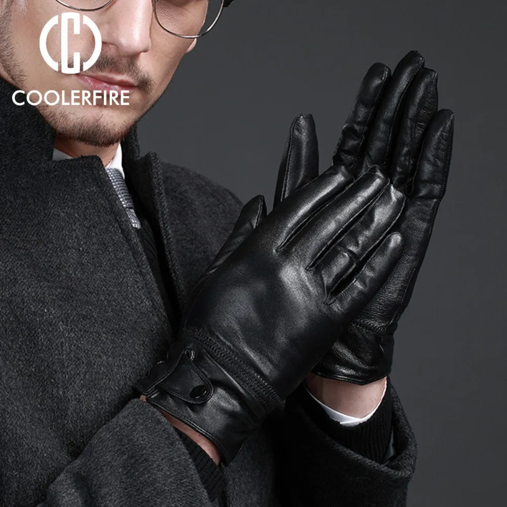 Новые дизайнерские перчатки для мужчин, высокое качество, натуральная кожа, овчина, варежки, теплые зимние мужские перчатки, черные мужские перчатки ST027