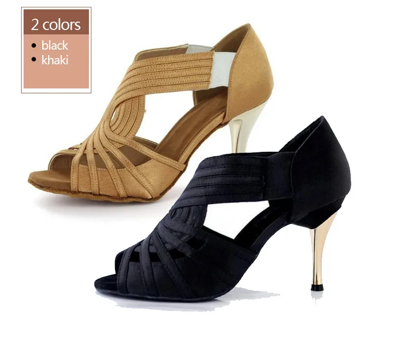 Evkoodance/удобные женские туфли для латинских танцев; Каблук 8,5 см; цвет черный, хаки; бальные туфли для латинских танцев; женские Evkoo-147