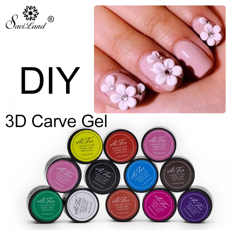 

Saviland 12 Colors Modelling Builder 3D Uv Nail Gel Polish Glitter Carved Nail Gel Art Tips Creative Manicure Decorative Tools