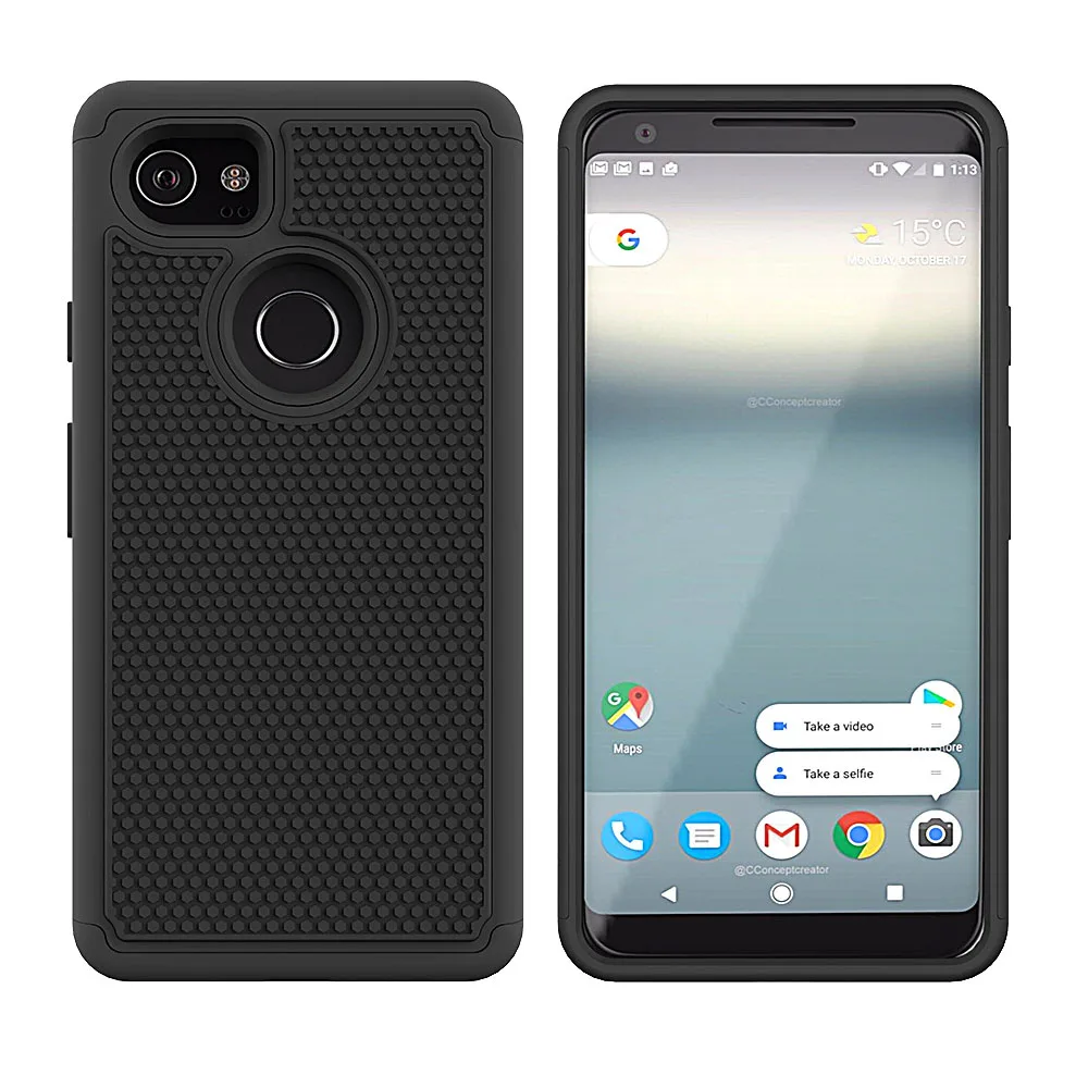 

2 In 1 TPU & Hard PC Hybrid Rugged Case For Google Pixel 2 XL With Screen Protector Anti Drop Cover For Google Pixel 2 XL XL2 @