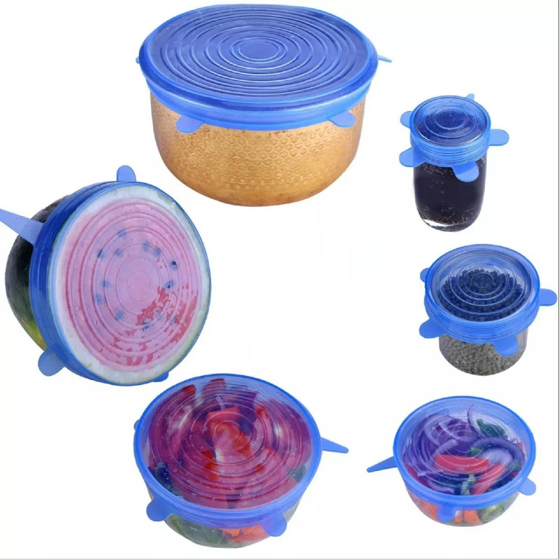 

6/12pcs Silicone Stretch Lids Universal Lid Silicone Bowl Pot Lid Silicone Cover Pan Cooking Food Fresh Cover Microwave Cover