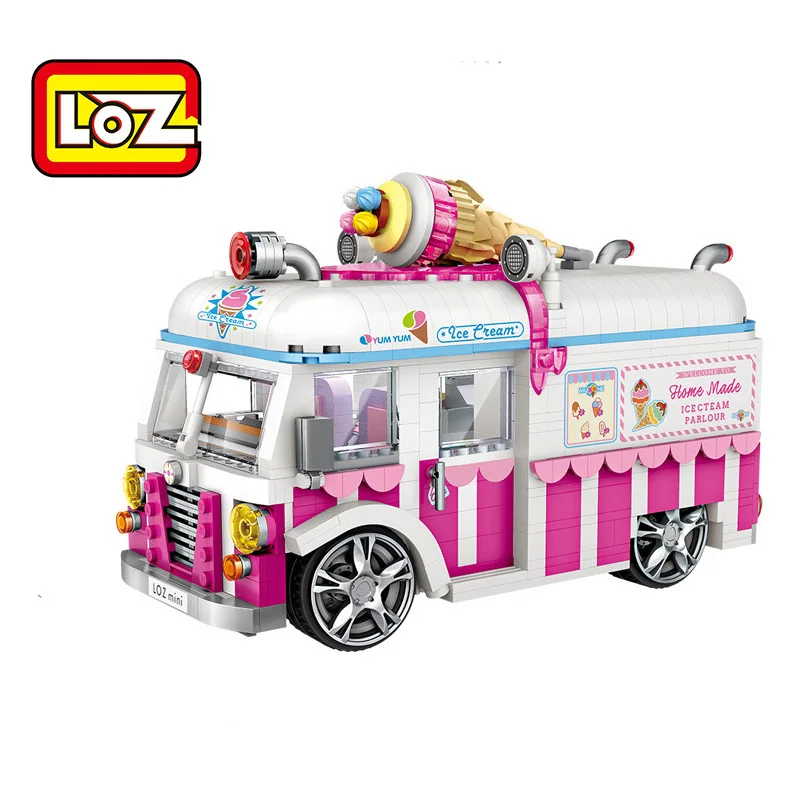 

LOZ Mini Blocks Vehicle Car Model Bricks Building Blocks City Ice Cream Van Block Set Micro Cartoon Car Christmas Gift 1112