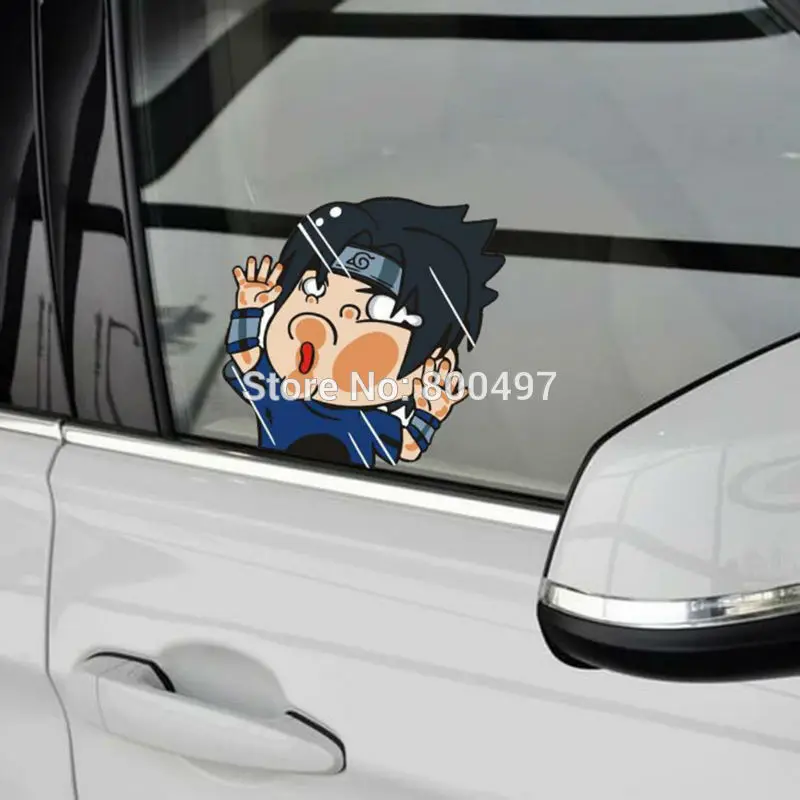 Funny Naruto Sasu Hitting the Glass Car Body Stickers Car Decal for Toyota Chevrolet Volkswagen Tesla