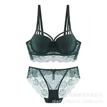 Стиль женское нижнее белье зеленого цвета пуш-ап Соблазнительный комплект с бюстгальтером сексуальный кружевной регулируемый комплект нижнего белья