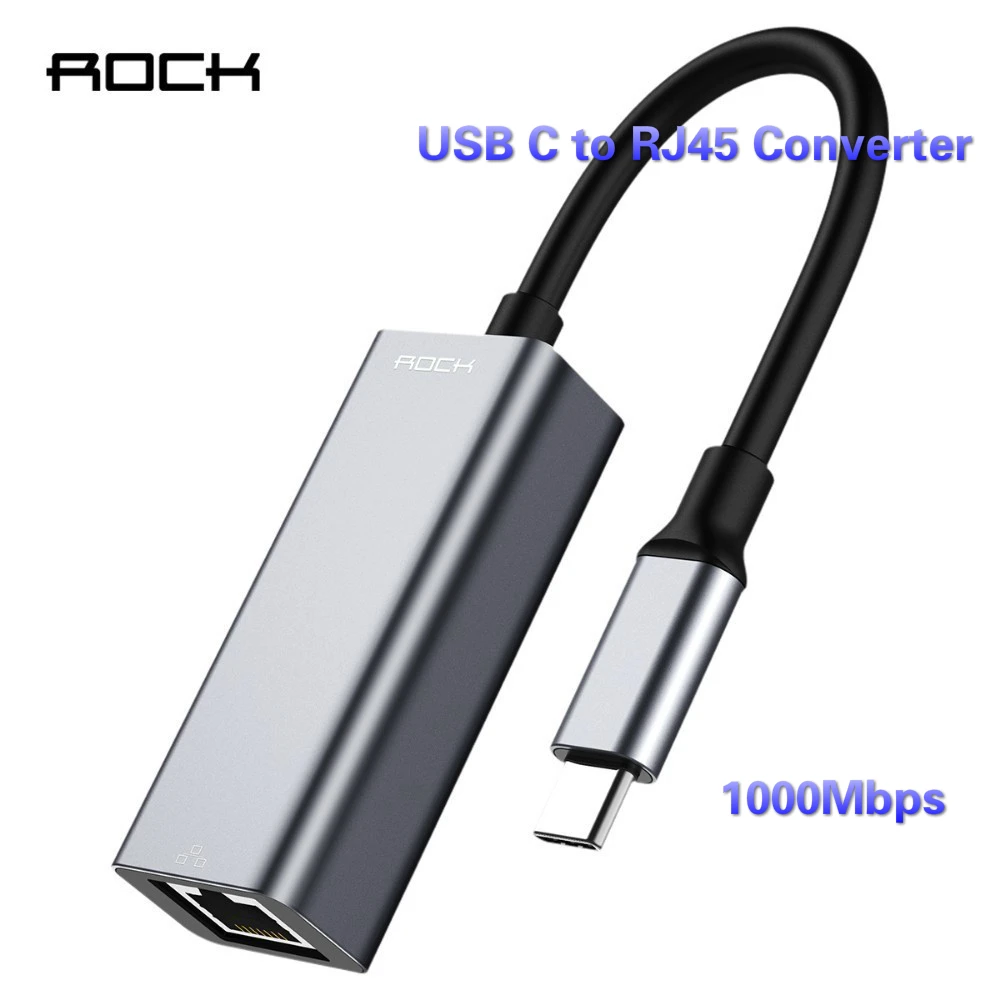 

Rock Usb C Rj45 Convertor For ChromeBook USB Type c to Rj45 Adapter 100/1000 Mbps Ethernet Lan Usb-c Network Card For Samsung s9
