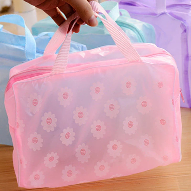 1 قطعة الأزهار حقيبة التخزين شفافة حقيبة مستحضرات تجميل ضد الماء غسل مستلزمات الحقيبة مخزن كبير أكياس المنزل إمدادات السفر