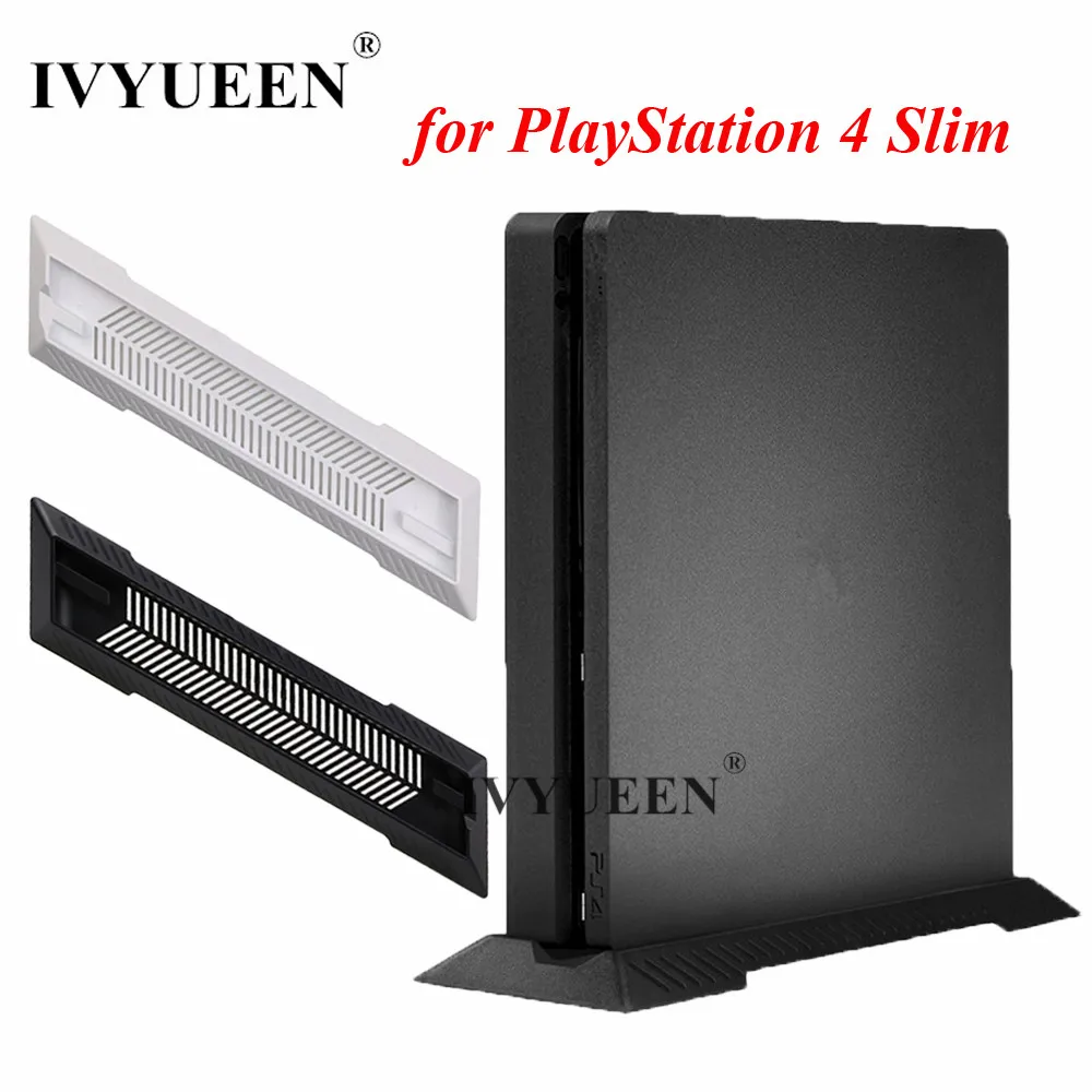 

IVYUEEN Anti-Slip Vertical Stand Dock Mount Cradle Holder For Sony PlayStation 4 PS4 Slim Console Protector - Black / White
