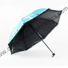 Имитация рая, три сложения, шнуровка бахрома, ручной открытый, ветрозащитный, сумка зонтик, УФ-защита, черное покрытие, цвет пантона