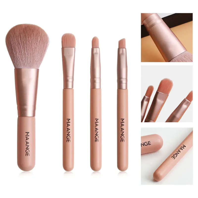 

4Pcs/Set Portable Mini Makeup Brushes Set Foundation Loose Powder Brush Blush Lip Brush Cosmetic Brush Kit Makeup Tools