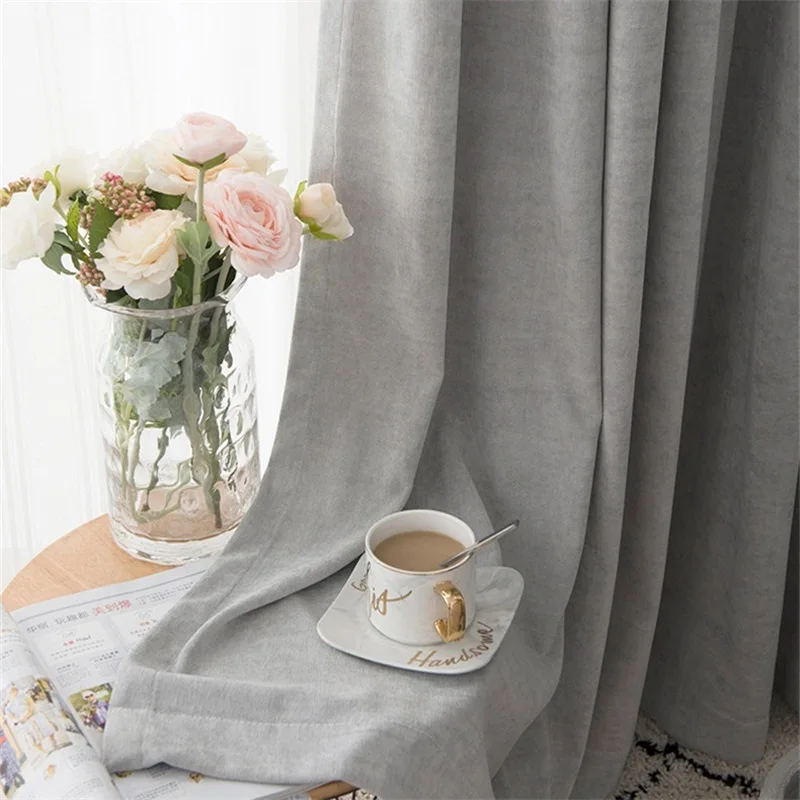 

High-grade Thick Gray Blackout Curtains For Living Room Window Curtains For Bedroom Ready Made Drapes Blinds Tende T150#4