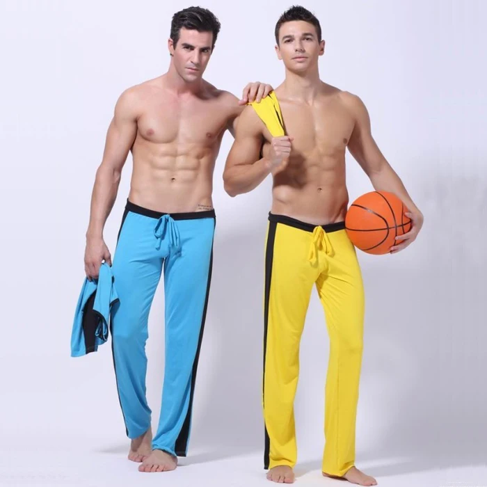 Мужские спортивные брюки с низкой талией, черные и желтые с йогой, домашние брюки, хлопковые брюки для отдыха