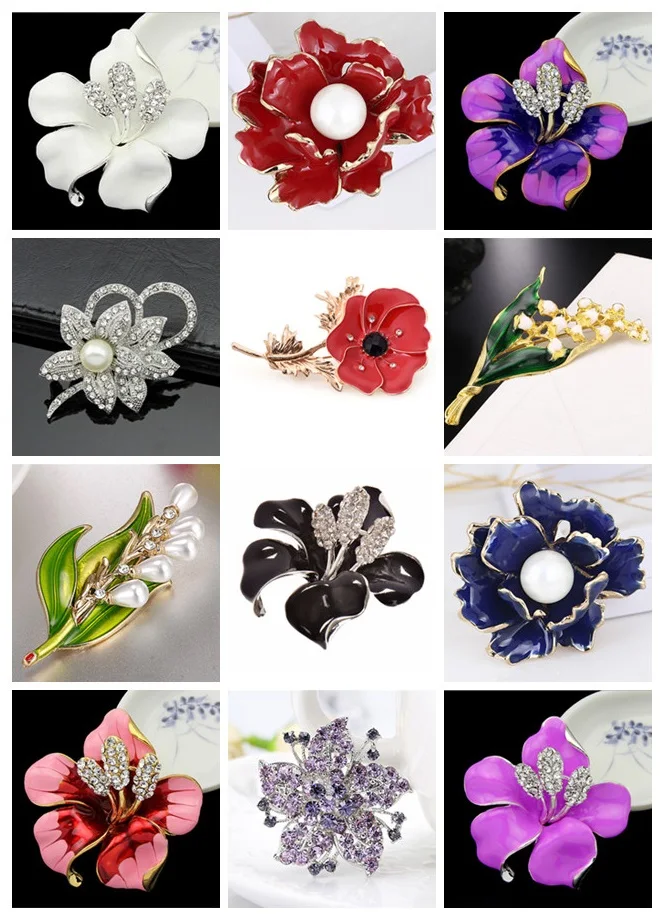 Rhinestone Flower Brooches For Women Men Crystal Wedding Bridal Party Bouquet Brooch Pin Mluti Style Fashion Jewelry Gift