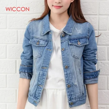 

Women Basic Coats Autumn & Winter Denim Jacket 2020 Vintage Long Sleeve Slim Female Jeans Coat Casual Girls Outwear