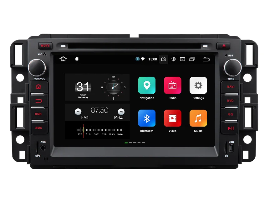 Perfect 7" Android 8.0 Oreo OS Car DVD Multimedia Navigation GPS Radio for GMC Yukon 2008-2011 & Denali 2008-2011 & Sierra 2009-2011 5