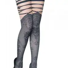 Эластичный Полосатый Топ Nylons сексуальный чулок 3S8151 колготки бедра Sheer вышивки колготки