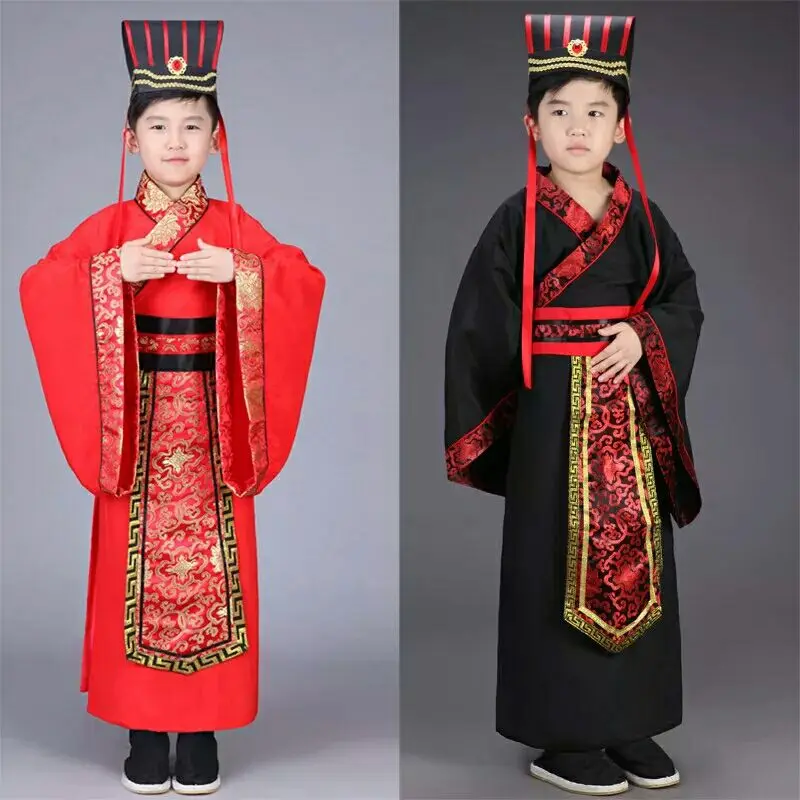 Китайский традиционный костюм для мальчиков hanfu платье костюмированной