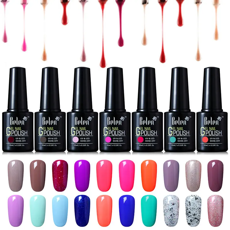 Promo Chance for  Belen 10ML Pure Color UV LED Organic Soak-off Gel Nail Polish Nail Art Salon Semi Permanent Gel Var