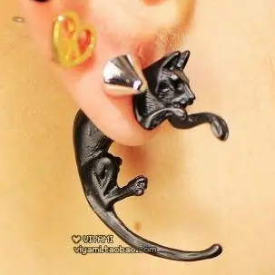 Корея стерео кот милые животные длинный хвост Сережки для пирсинга мужские и женские модели серьги