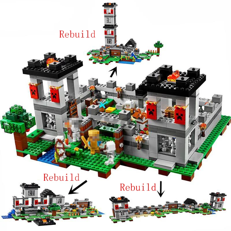 

10472 Minecrafted The Fortress Compatible With Legoing 21127 Assemble Set Building Blocks Brick My Worlds Toys For Kids Boys