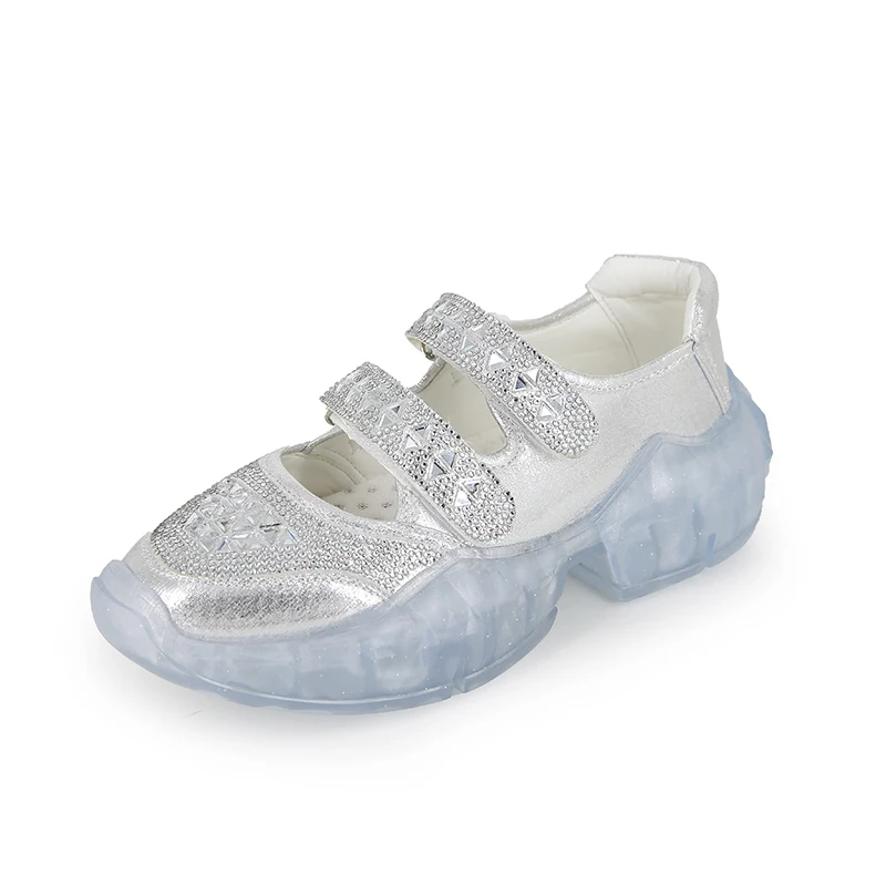 XJRHXJR New Trendy Crystal Chunky Sandals Women Thick Sole Flat Shoes Ladies Mary Jane Platform Causal Shoes Jelly Sandals 2019