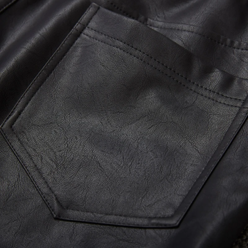 Мужские байкерские штаны из искусственной кожи с эластичным поясом, черные штаны для бега, мужские облегающие мотоциклетные штаны из искусственной кожи