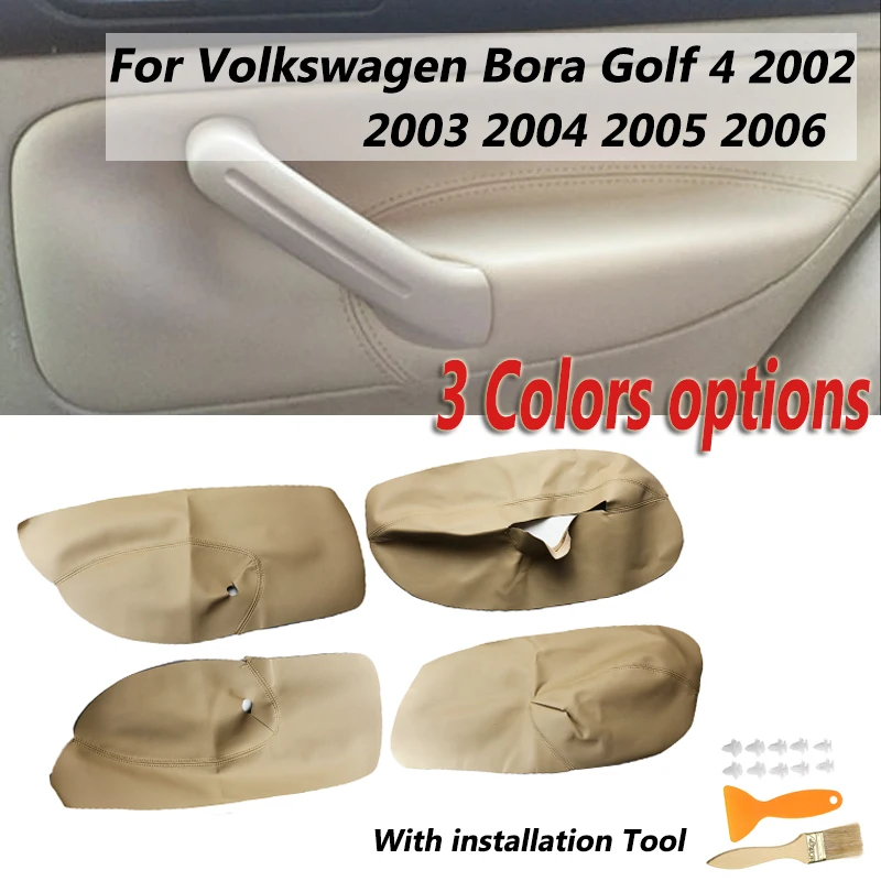

4PCS Car Microfibre Leather Door Armrest Cover For Volkswagen Bora Golf 4 02-06 Interior Door Panel Protective Sticker Accessory