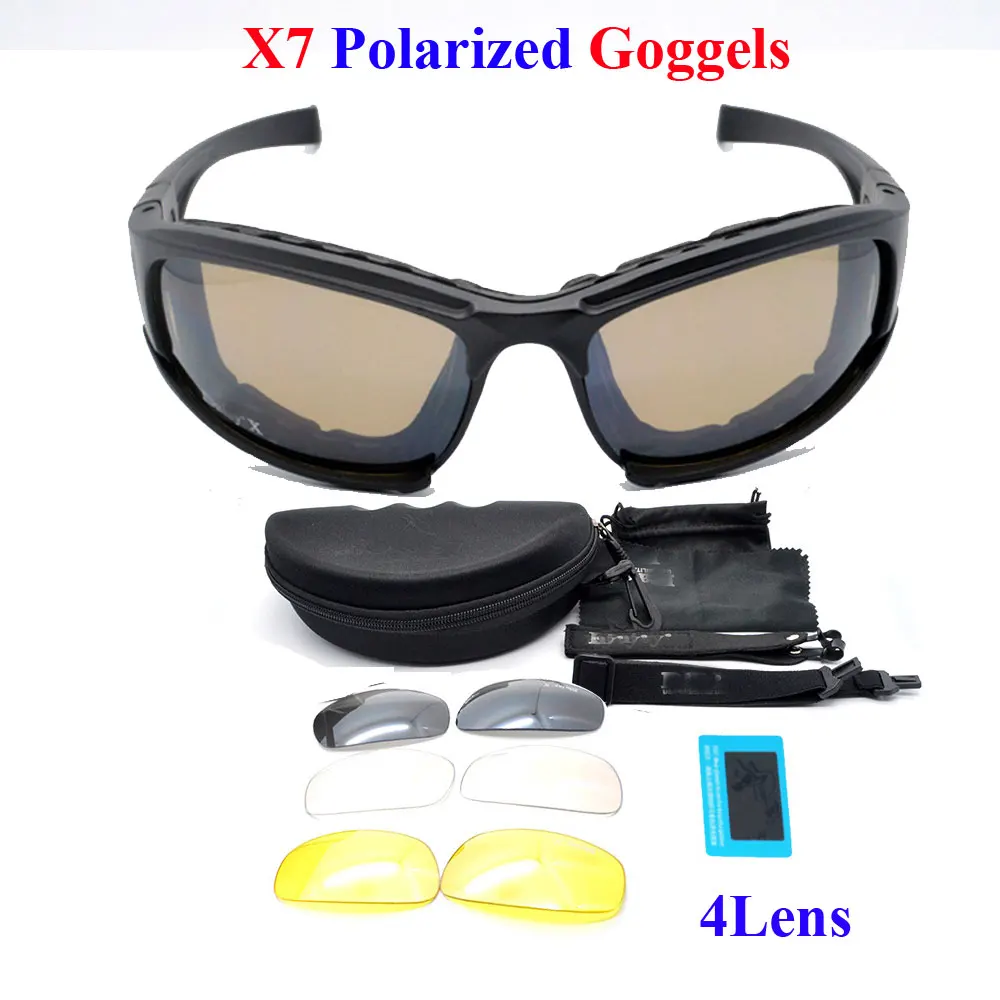 Daisy X7 Military Goggles 4 Lens Army Sunglasses Tactical Glasses Eyeshield For Wargame Airsoft