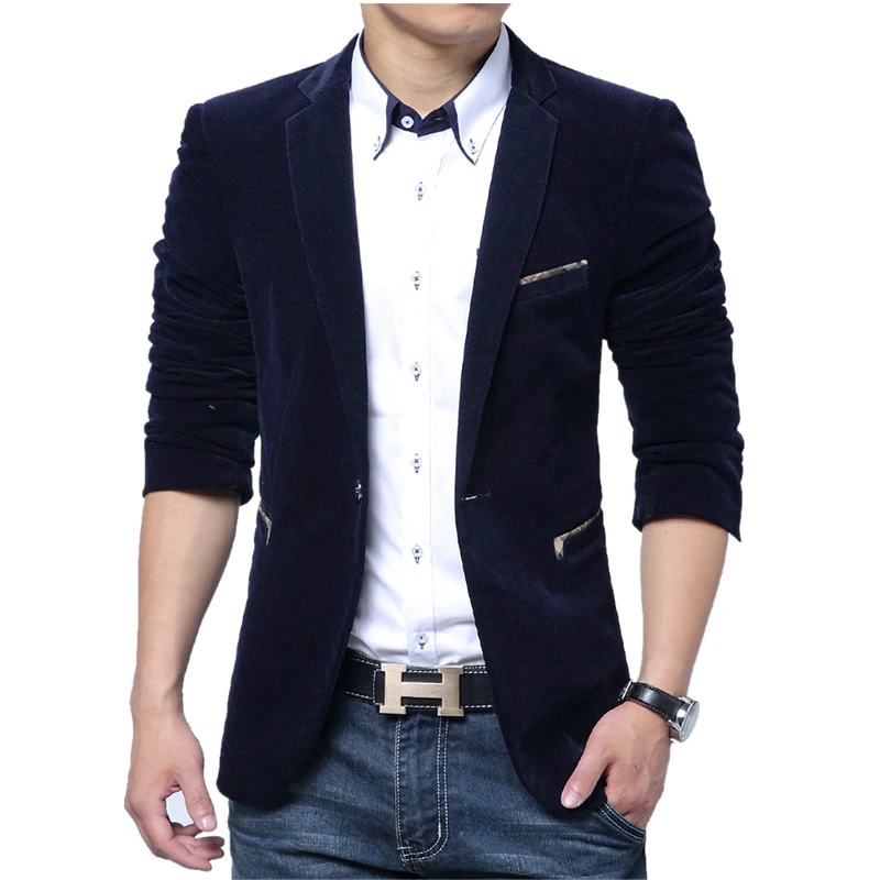 Big discount !! Men slim fit casual corduroy blazers Man royal blue/red