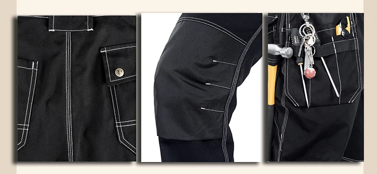 CCGK Men working pants multi pockets work trousers with removable eva knee pads high quality worker mechanic cargo work pants (12)