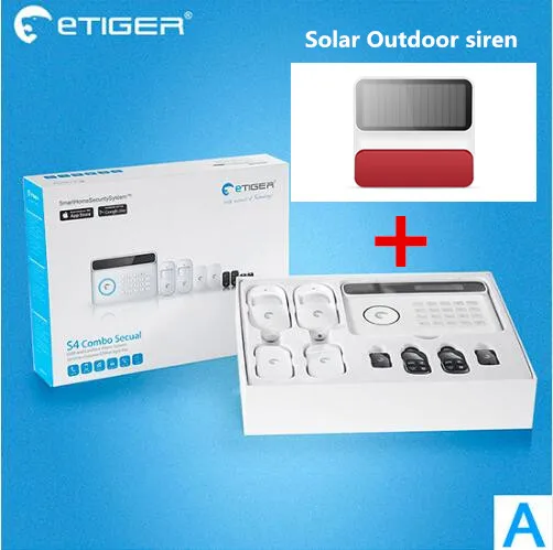 Popular brand Alarm Etiger S4 GSM Alarm Security System Home Smart Alarm System With Solar Strobe flash Siren Alarm Popular brand Alarm Etiger S4 GSM Alarm Security System Home Smart Alarm System With Solar Strobe flash Siren Alarm